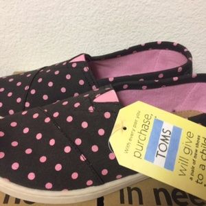 TOMS Classic Black Pink Small Dot Youth 4.5